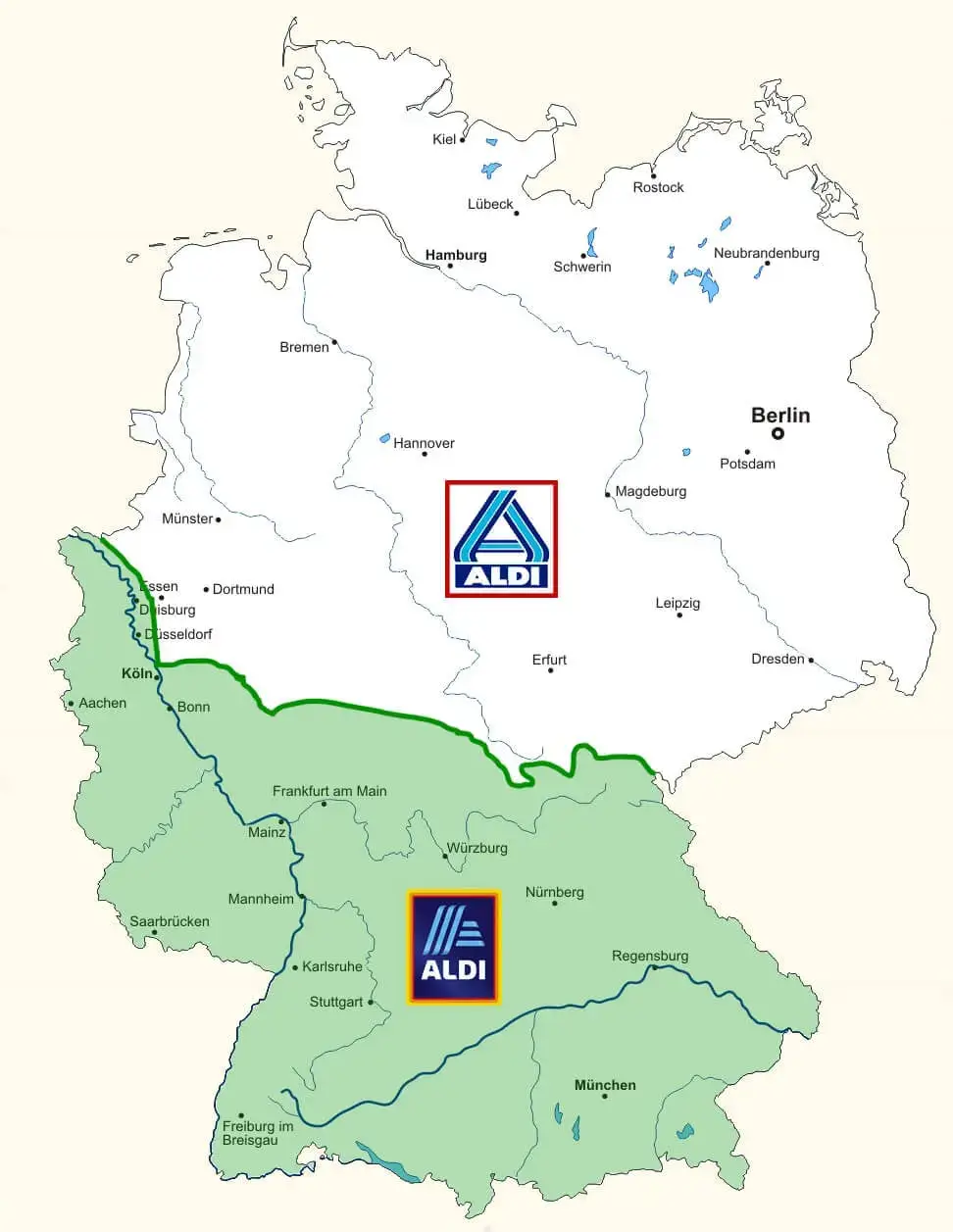 2000 Jahre Deutsche Teilung: Aldi Nord und Aldi Süd